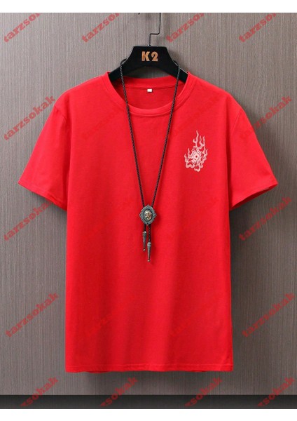 Tarzsokak Model 3208 Erkek Yazlık Yuvarlak Yaka Kısa Kollu Günlük Tişört, Yaz fırsatları