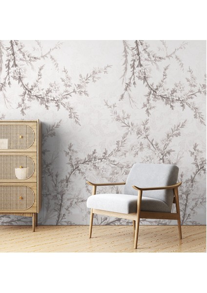 Zarif Çiçek Motifli Tek Parça Digital Baskılı Duvar Kağıdı-Çiçek Desenli Duvar Kağıdı fırsatları