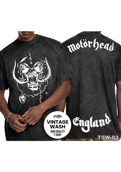 Tarzsokak Motörhead England Ön Arka Baskılı Unisex Yıkamalı Vintage