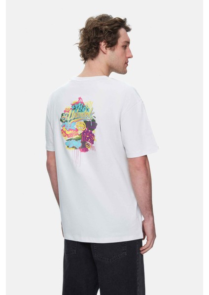 Char Beyaz Bisiklet Yaka Baskılı Oversize Erkek Tshirt modelleri