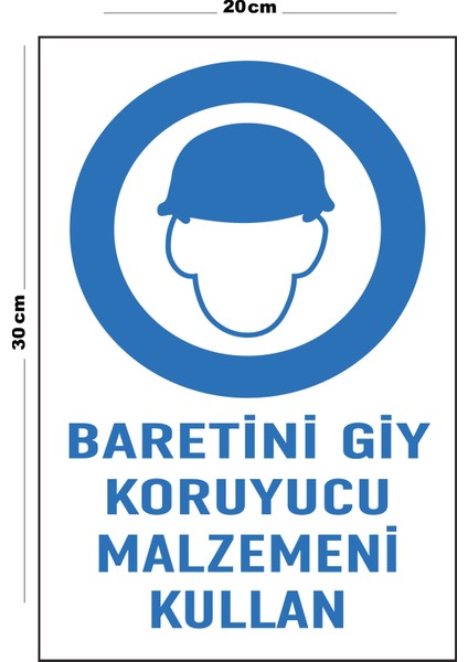 Metal Baretini Giy Koruyucu Malzemeni Kullan 20CM x 30CM A4 Büyüklüğünde Uyarı Levhası Yönlendirme