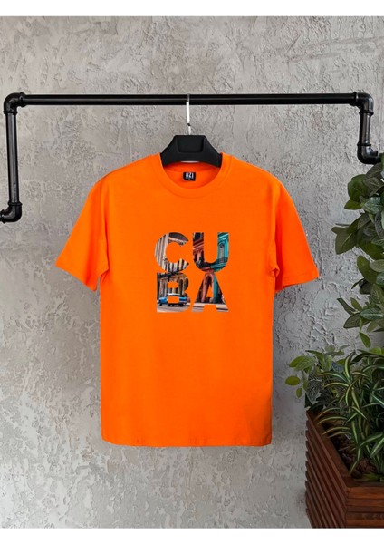 Tarzsokak Cuba Baskılı Turuncu Oversize Erkek