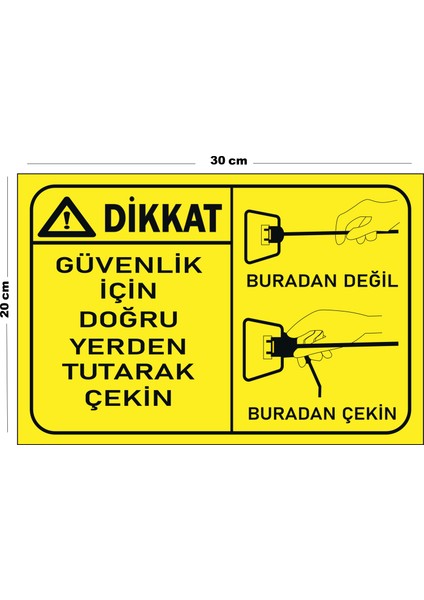 Metal Dikkat Güvenlik Için Doğru Yerden Tutarak Çekin 20CM x 30CM A4 Büyüklüğünde Uyarı Levhası Yön