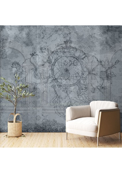 Gri Tonlarda Doğal ve Bohem Duvar Kağıdı - Zarif Dijital Baskılı Duvar Kağıdı