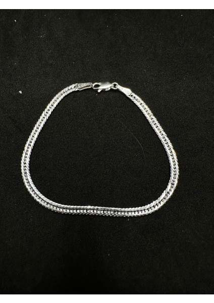 3,6 mm Balık Kılçığı Gümüş Erkek Bileklik