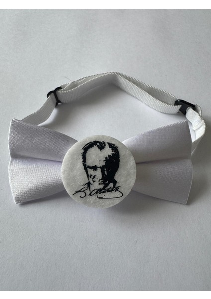 Atatürk Imzalı ve Silüetli 23 Nisan / 29 Ekim / 10 Kasım Lastikli Saten Çocuk Papyon 5 Li
