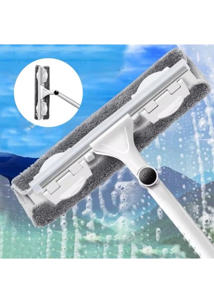 Mikrofiber Cam,ahşap,banyo,mutfak Temizlik Teleskopik Mop 2 Başlıklı Çekpas ve Bezli