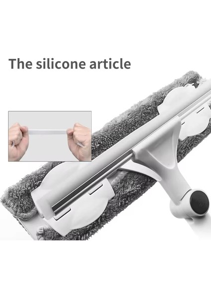 Mikrofiber Cam,ahşap,banyo,mutfak Temizlik Teleskopik Mop 2 Başlıklı Çekpas ve Bezli