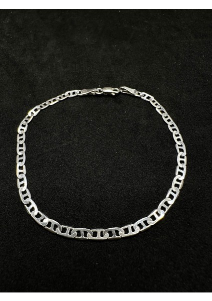 3,2 mm Ezme Barlı Gümüş Erkek Bileklik