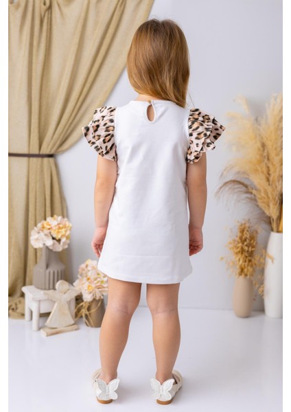 Kız Çocuk Kolları Volanlı Elbise - Beyaz modelleri