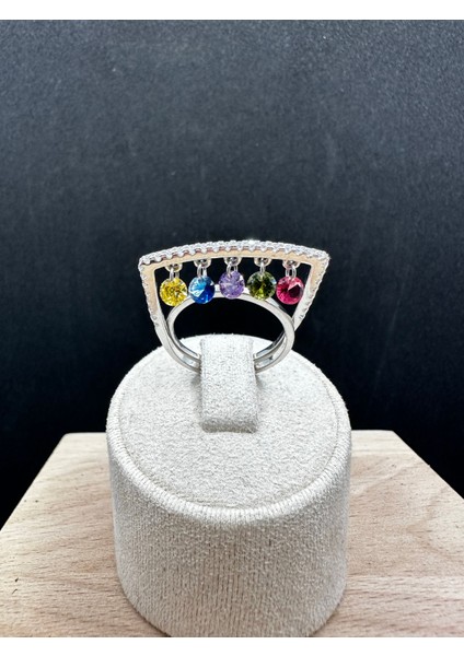 Ithal Rb Marka Muadili Mıx Taşlı Salsa Kadın Gümüş Yüzük