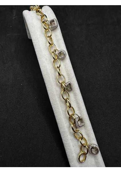 Ithal Charmlı Yuvarlak Zincir Gümüş Kadın Bilelik modelleri