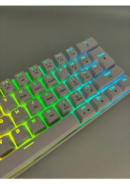 T60 Beyaz Renk Kırmızı Switch Rgb Mekanik Kablolu Driverli Oyuncu Klavyesi T60 Mini Türkçe Q Klavye indirimleri
