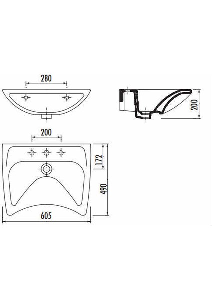 BD060 Bedensel Engelli Lavabo 60x50 cm