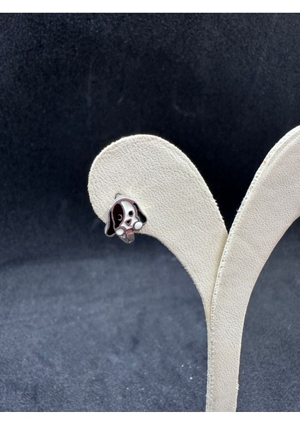 Siyah Beyaz Mineli Köpek Figür Gümüş Çocuk Küpesi fiyatları