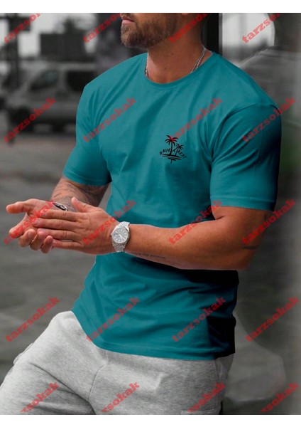 Tarzsokak Model 3530 Erkek Yazlık Yuvarlak Yaka Kısa Kollu Günlük Tişört, Yaz