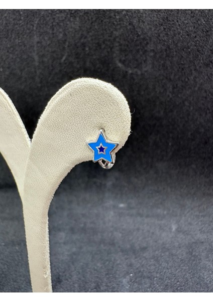 Mavi Mineli Yıldız Gümüş Çocuk Küpesi fiyatları