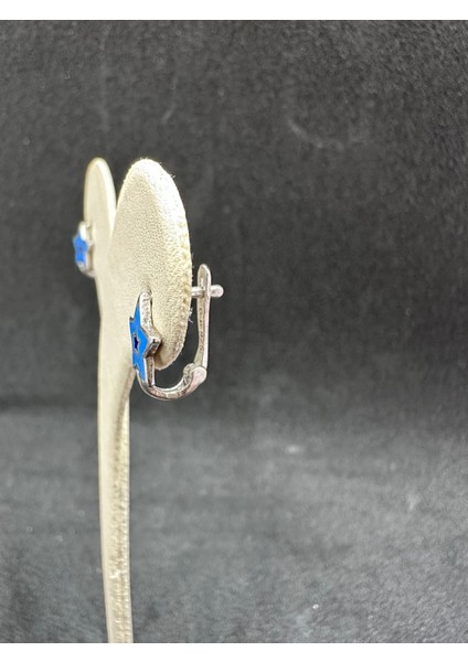 Mavi Mineli Yıldız Gümüş Çocuk Küpesi modelleri