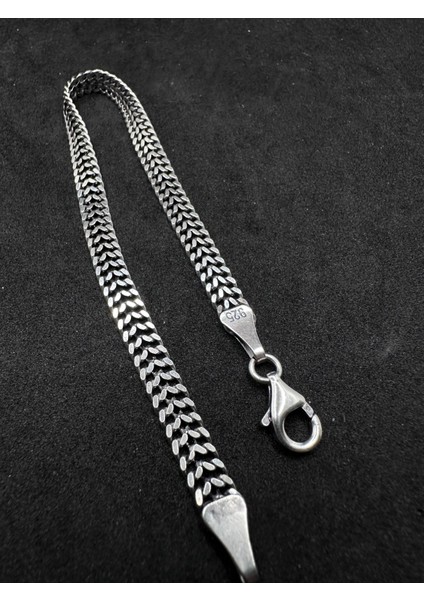 5,7 mm Kalın Ezme Örme Gümüş Erkek Bileklik modelleri