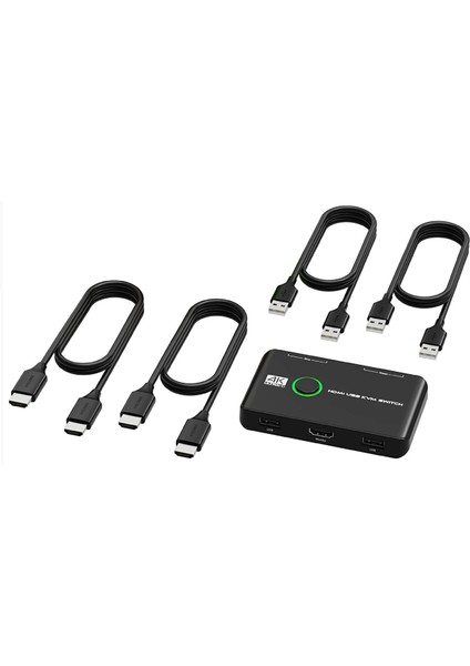 4642 4K HDMI Kvm Switch 2 Port USB 2 Pc Tek Kasa Klavye Mouse Kontrol Çoklayıcı