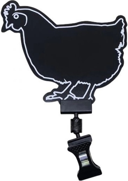 Mini Mandallı Siyah Pvc Yaz-Sil Tavuk Figürlü Şarküteri Tutar Etiketi 5,5X10,5 cm 10'lu Pk