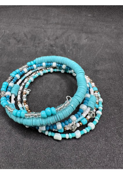 El Yapımı Çelik Helezon Bileklik Mavi