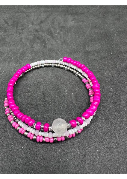 El Yapımı Çelik Helezon Bileklik Pembe