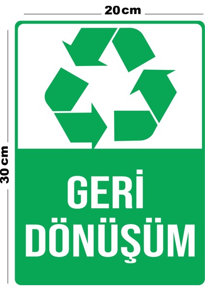 Metal Geri Dönüşüm 20 x 30 cm A4 Büyüklüğünde Uyarı Levhası Yönlendirme Tabelası