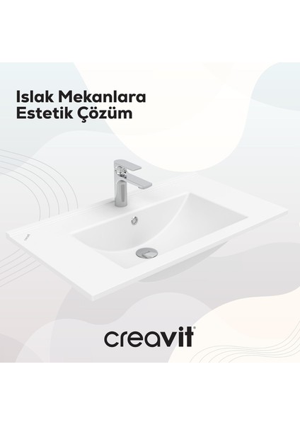 Su Etajerli Lavabo 80 cm Beyaz