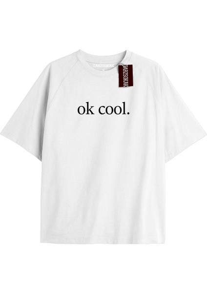 Ok Cool. Oversize Yazılı Tshirt Beyaz
