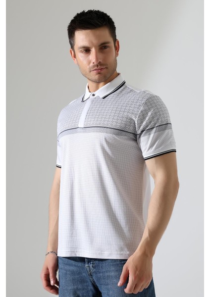 Fermuar Detaylı Desenli Pamuklu Polo Yaka T-Shirt fırsatları