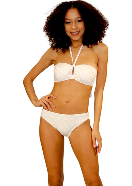 Straplez Boyundan Bağlı Içi Dolgusuz Kaplı Bikini Takımı