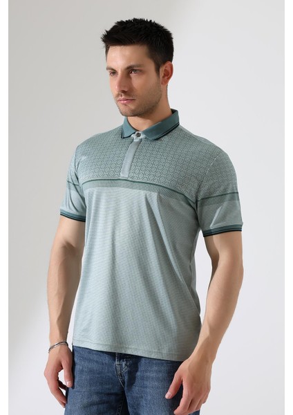 Fermuar Detaylı Desenli Pamuklu Polo Yaka T-Shirt modelleri