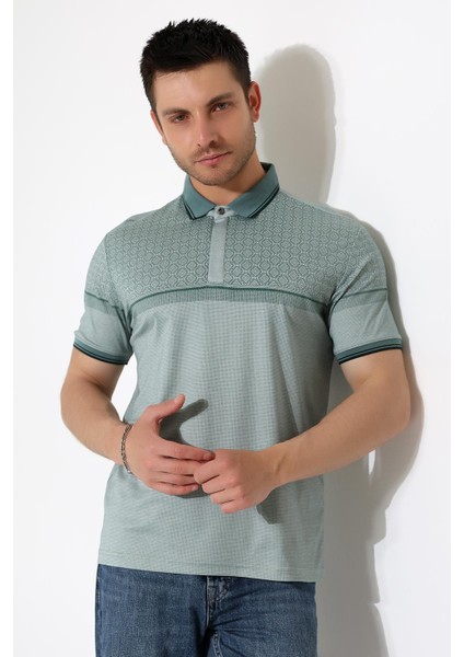 Fermuar Detaylı Desenli Pamuklu Polo Yaka T-Shirt indirimleri