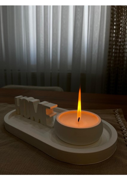 Dekoratif "home" Yazılı 3'lü Mum Seti, Orta Sehpa Objeleri, Taş Tozu Biblo fiyatları