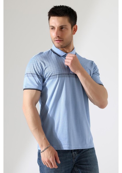 Fermuar Detaylı Desenli Pamuklu Polo Yaka T-Shirt fırsatları