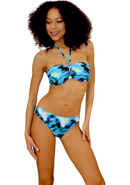 Straplez Boyundan Bağlı Içi Dolgusuz Kaplı Bikini Takımı