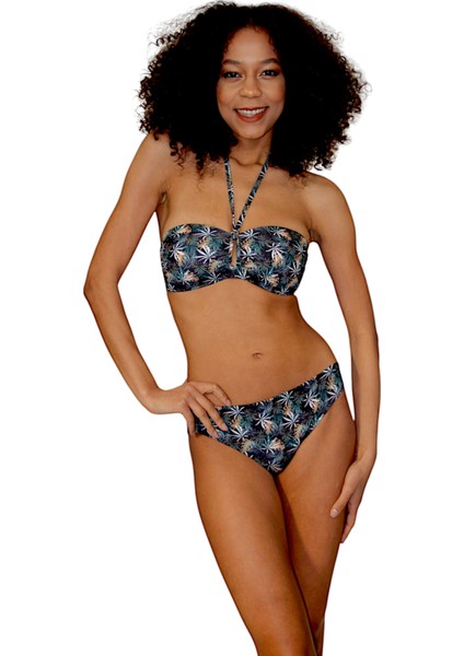 Straplez Boyundan Bağlı Içi Dolgusuz Kaplı Bikini Takımı