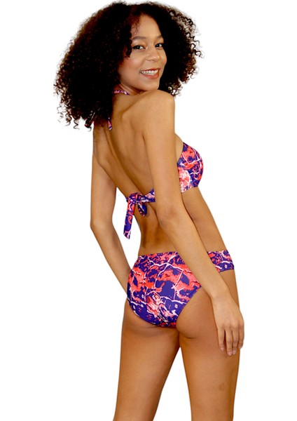 Straplez Boyundan Bağlı Içi Dolgusuz Kaplı Bikini Takımı
