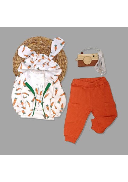 Kulaklı Kapşonlu Ceket-Fitilli Cep Detaylı Pantolon- Sweat 3’lü Takım fiyatları
