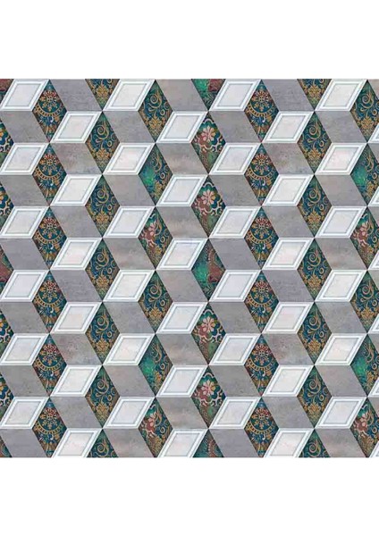 3 Boyutlu Çini Taş Küp Desenli Silinebilir Tekstil Duvar Kağıdı fırsatları