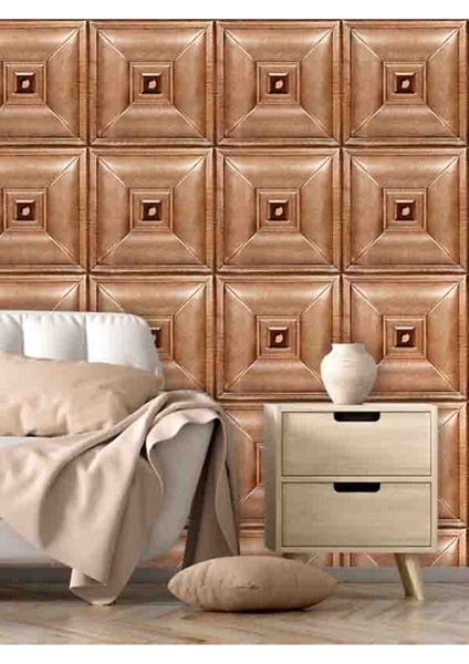 3 Boyutlu Geometrik Ahşap Desenli Silinebilir Tekstil Duvar Kağıdı