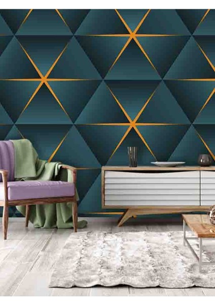 3 Boyutlu Geometrik Yıldız Desenli Silinebilir Tekstil Duvar Kağıdı