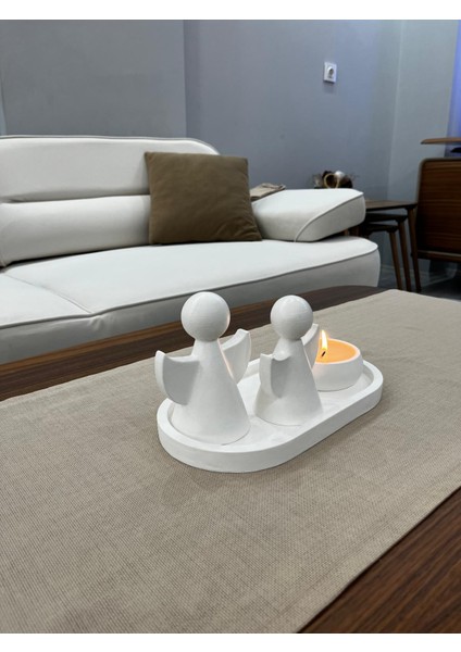 Dekoratif Melek Figürü 4'lü Mum Seti, Orta Sehpa Objeleri, Biblo, Melek Kanadı Detaylı Heykel fiyatları