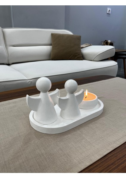 Dekoratif Melek Figürü 4'lü Mum Seti, Orta Sehpa Objeleri, Biblo, Melek Kanadı Detaylı Heykel indirimleri