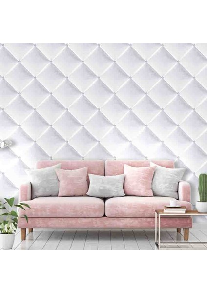 3 Boyutlu Kapitone Desenli Silinebilir Tekstil Duvar Kağıdı modelleri