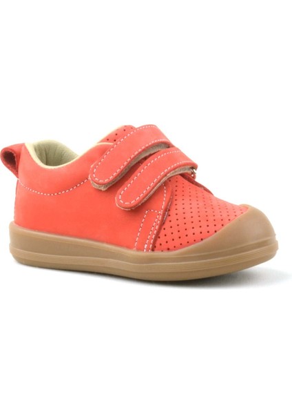 Sonic Hakiki Deri Turuncu Cırtlı Anatomik Bebek Spor Ayakkabı Sneaker