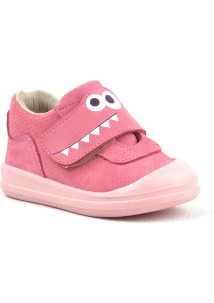 Dino Hakiki Deri Pembe Yüksek Bilekli Bebek Ayakkabı