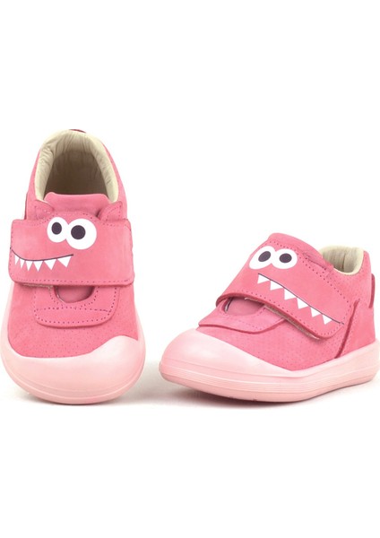 Dino Hakiki Deri Pembe Yüksek Bilekli Bebek Ayakkabı