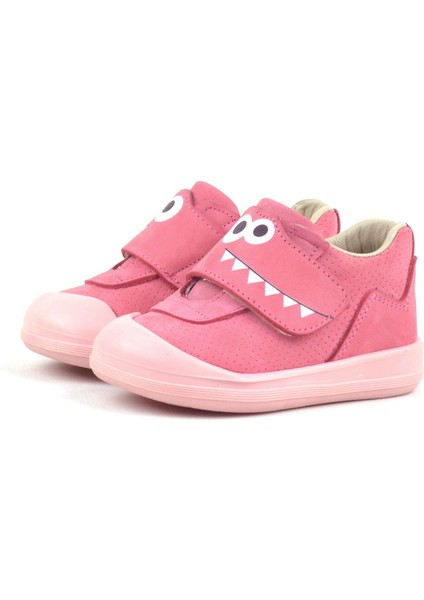 Dino Hakiki Deri Pembe Yüksek Bilekli Bebek Ayakkabı